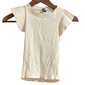 Alya Ivory Ribbed Top